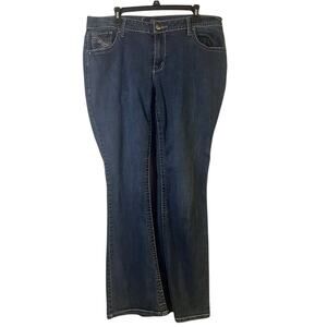 Lane Bryant Medium Blue 18 Regular Bootcut Women's Jeans Embroidered Pockets